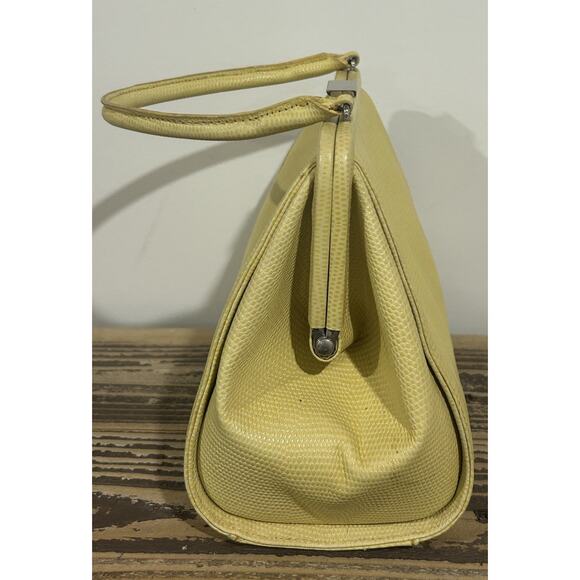 Banana Republic Purse 100% Cow Leather Yellow Satchel Handbag Vintage - Picture 3 of 8